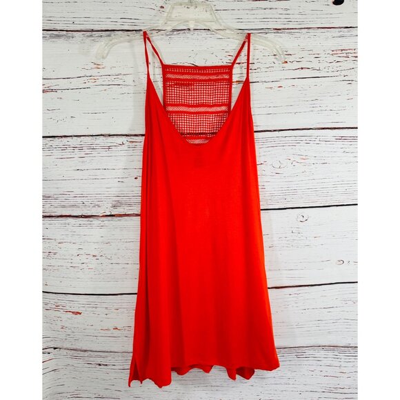 Old Navy Womens Red Crochet Back Detail Tank Top Sleeveless Size Large - Picture 1 of 8